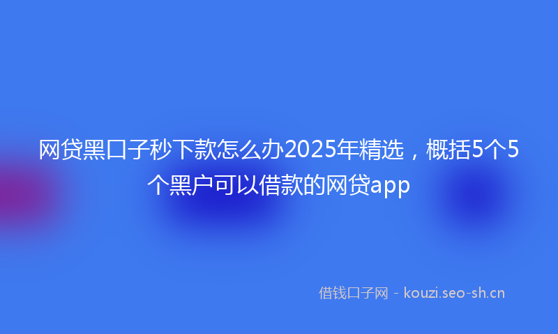 网贷黑口子秒下款怎么办2025年精选，概括5个5个黑户可以借款的网贷app