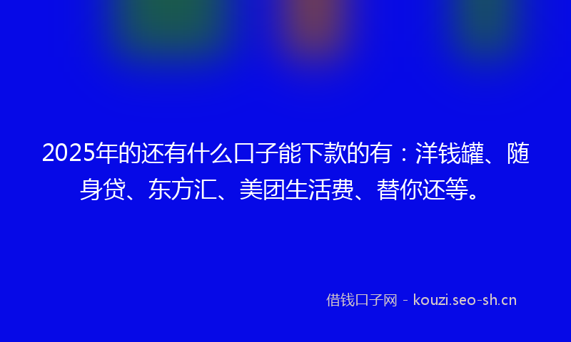 2025年的还有什么口子能下款的有：洋钱罐、随身贷、东方汇、美团生活费、替你还等。