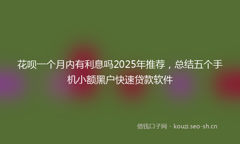 花呗一个月内有利息吗2025年推荐，总结五个手机小额黑户快速贷款软件