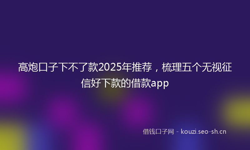高炮口子下不了款2025年推荐，梳理五个无视征信好下款的借款app