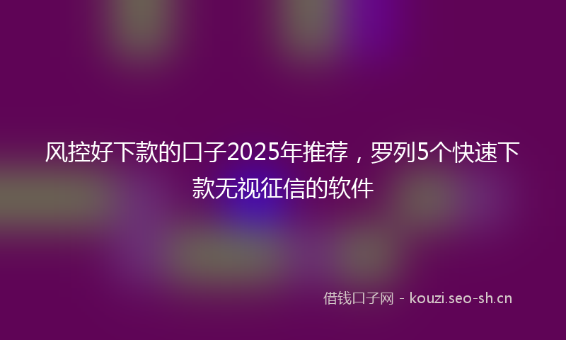 风控好下款的口子2025年推荐，罗列5个快速下款无视征信的软件