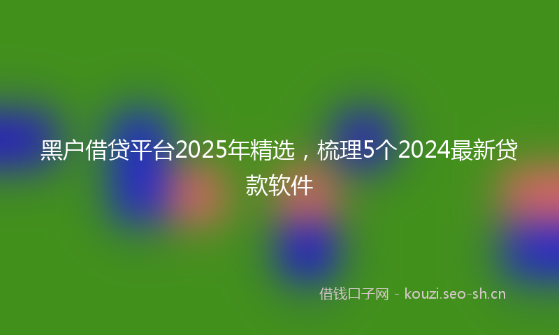 黑户借贷平台2025年精选，梳理5个2024最新贷款软件