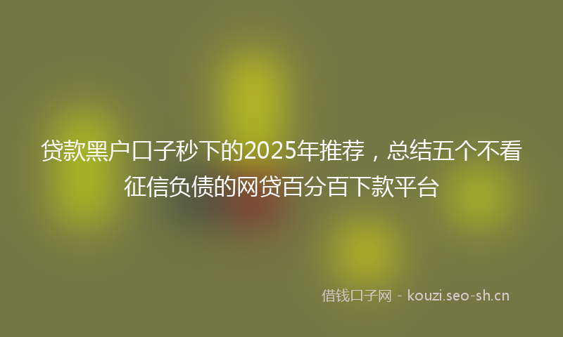 贷款黑户口子秒下的2025年推荐，总结五个不看征信负债的网贷百分百下款平台
