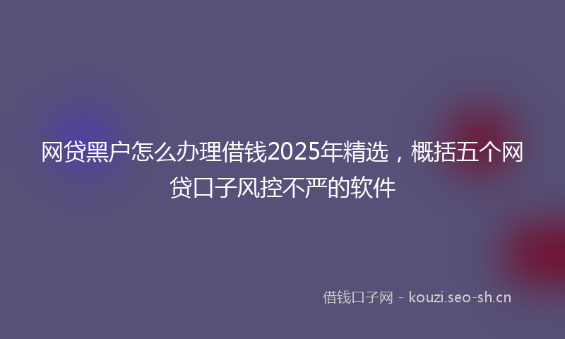 网贷黑户怎么办理借钱2025年精选，概括五个网贷口子风控不严的软件