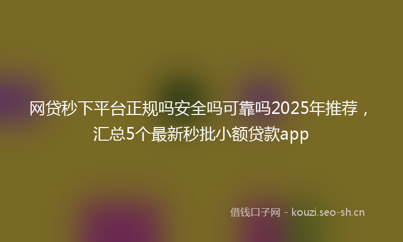 网贷秒下平台正规吗安全吗可靠吗2025年推荐，汇总5个最新秒批小额贷款app
