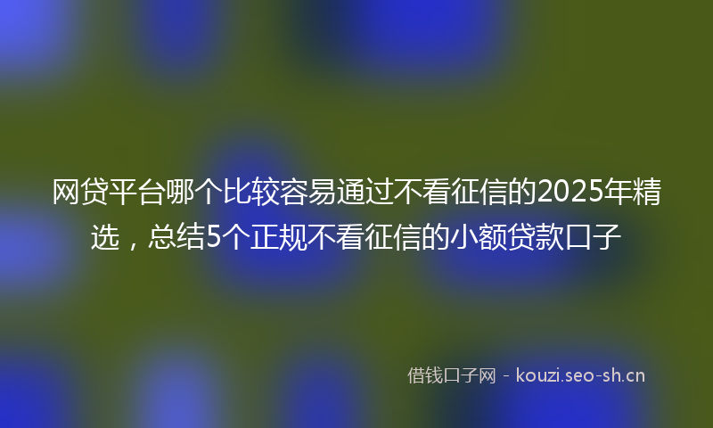 网贷平台哪个比较容易通过不看征信的2025年精选，总结5个正规不看征信的小额贷款口子