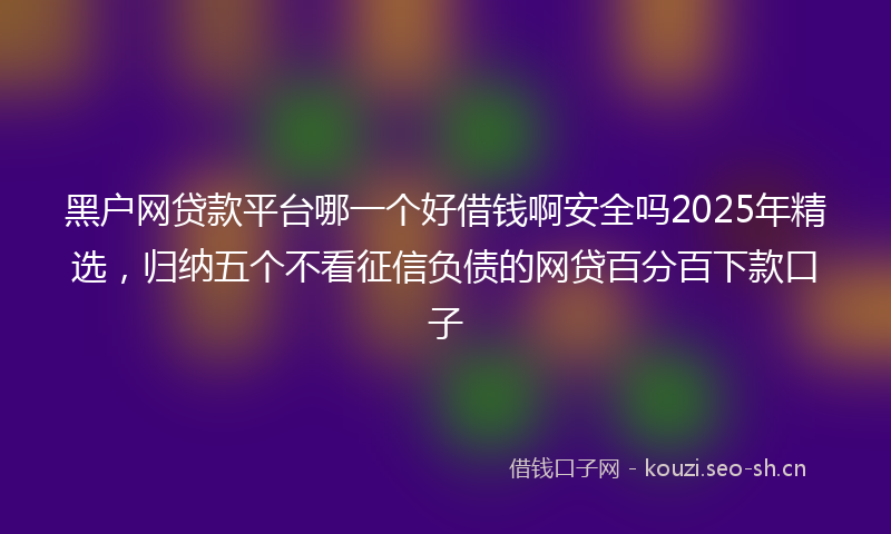 黑户网贷款平台哪一个好借钱啊安全吗2025年精选，归纳五个不看征信负债的网贷百分百下款口子