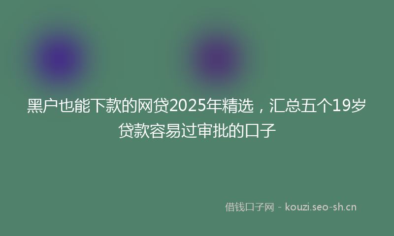黑户也能下款的网贷2025年精选，汇总五个19岁贷款容易过审批的口子