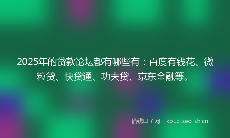 2025年的贷款论坛都有哪些有：百度有钱花、微粒贷、快贷通、功夫贷、京东金融等。
