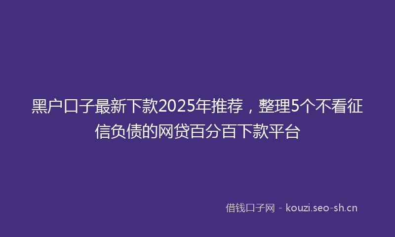 黑户口子最新下款2025年推荐，整理5个不看征信负债的网贷百分百下款平台