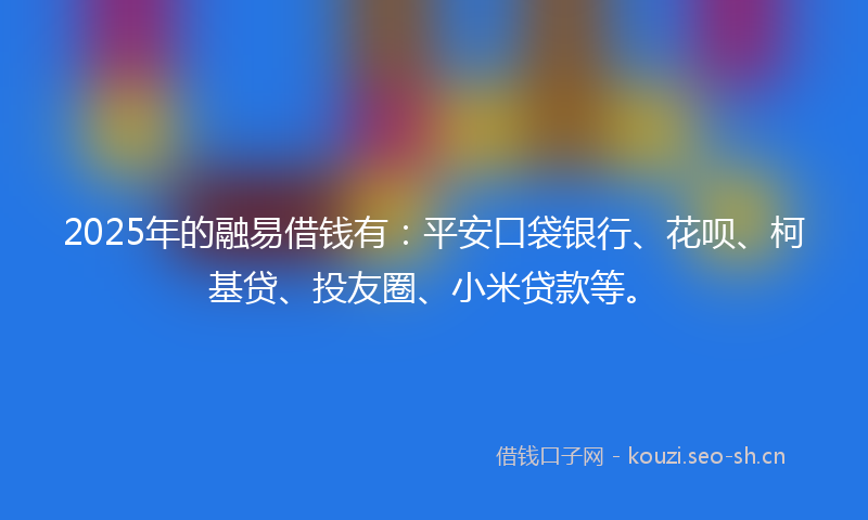 2025年的融易借钱有：平安口袋银行、花呗、柯基贷、投友圈、小米贷款等。