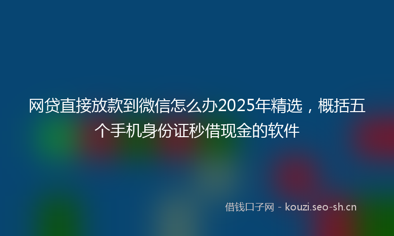 网贷直接放款到微信怎么办2025年精选，概括五个手机身份证秒借现金的软件