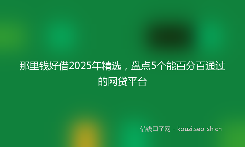 那里钱好借2025年精选，盘点5个能百分百通过的网贷平台