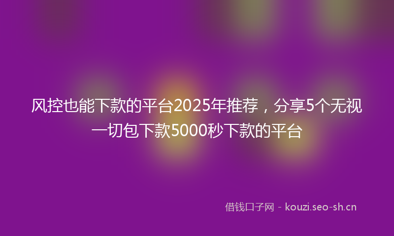 风控也能下款的平台2025年推荐，分享5个无视一切包下款5000秒下款的平台