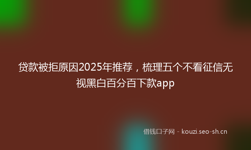 贷款被拒原因2025年推荐，梳理五个不看征信无视黑白百分百下款app