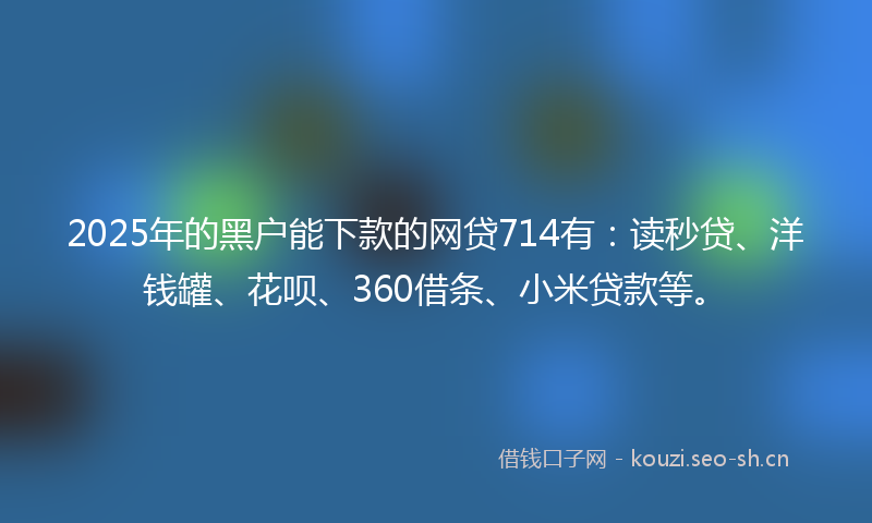 2025年的黑户能下款的网贷714有：读秒贷、洋钱罐、花呗、360借条、小米贷款等。