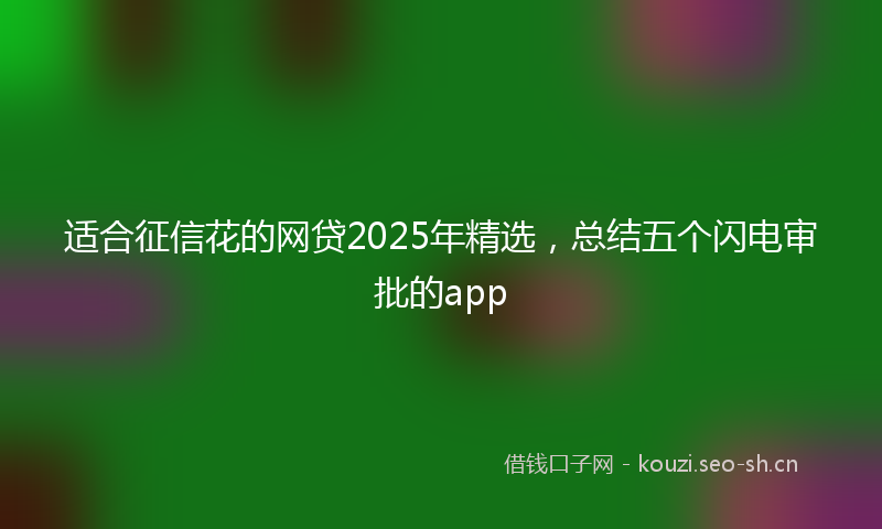 适合征信花的网贷2025年精选，总结五个闪电审批的app