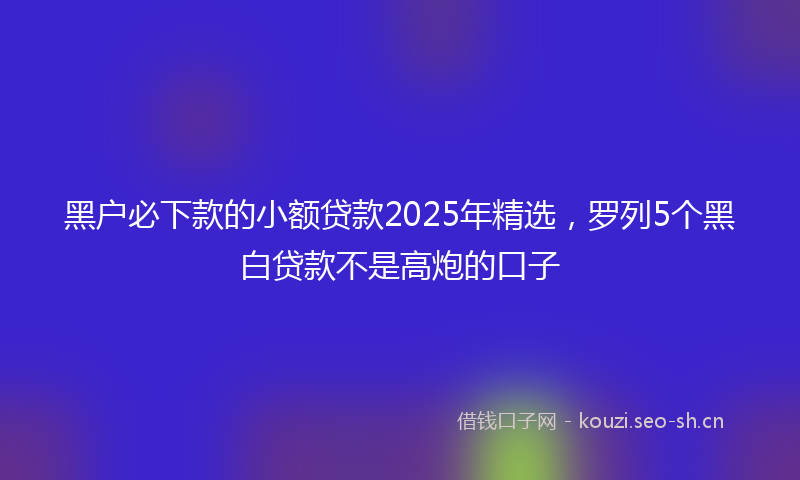黑户必下款的小额贷款2025年精选，罗列5个黑白贷款不是高炮的口子