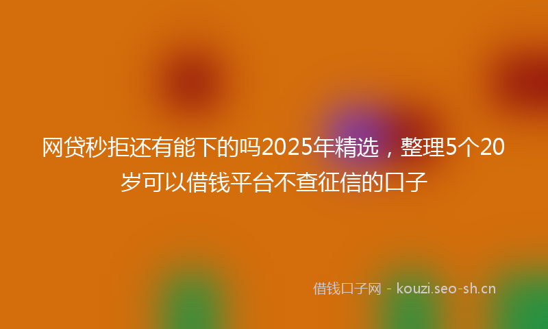 网贷秒拒还有能下的吗2025年精选，整理5个20岁可以借钱平台不查征信的口子