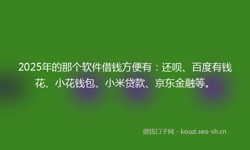 2025年的那个软件借钱方便有：还呗、百度有钱花、小花钱包、小米贷款、京东金融等。
