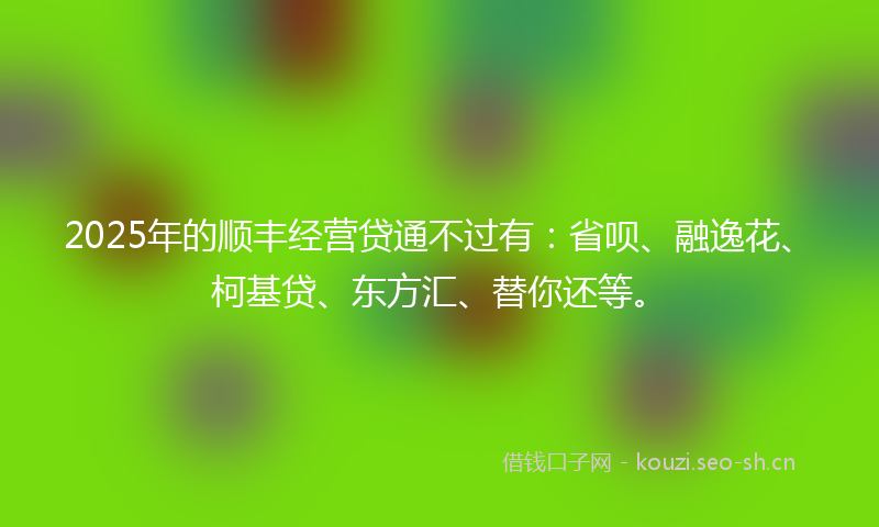 2025年的顺丰经营贷通不过有：省呗、融逸花、柯基贷、东方汇、替你还等。