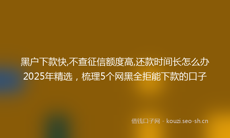黑户下款快,不查征信额度高,还款时间长怎么办2025年精选，梳理5个网黑全拒能下款的口子