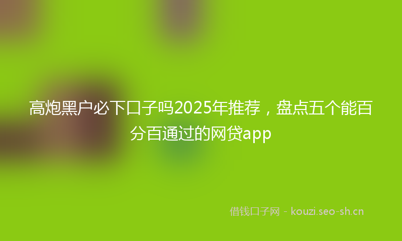 高炮黑户必下口子吗2025年推荐，盘点五个能百分百通过的网贷app