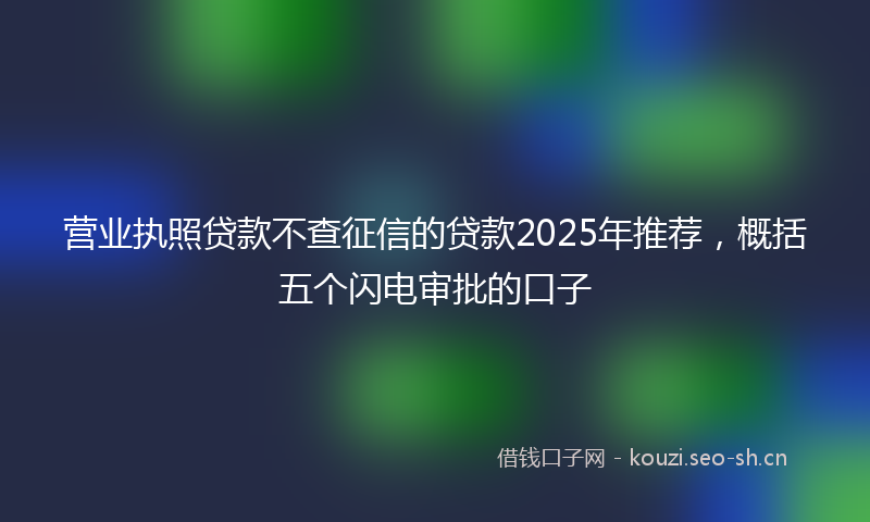 营业执照贷款不查征信的贷款2025年推荐，概括五个闪电审批的口子