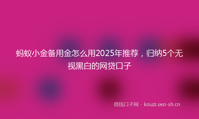 蚂蚁小金备用金怎么用2025年推荐，归纳5个无视黑白的网贷口子
