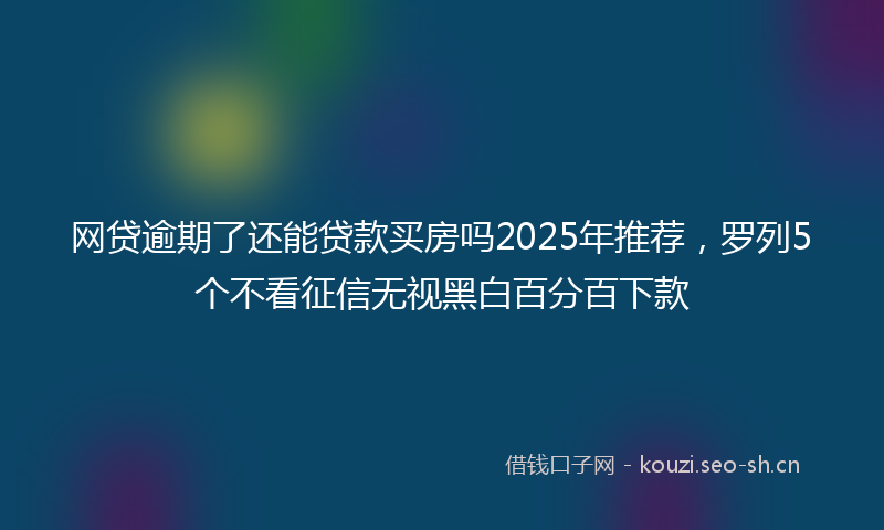 网贷逾期了还能贷款买房吗2025年推荐，罗列5个不看征信无视黑白百分百下款