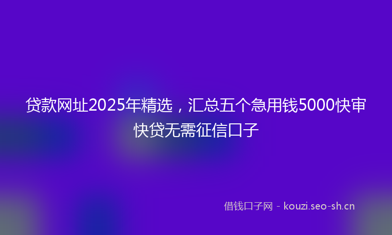 贷款网址2025年精选，汇总五个急用钱5000快审快贷无需征信口子