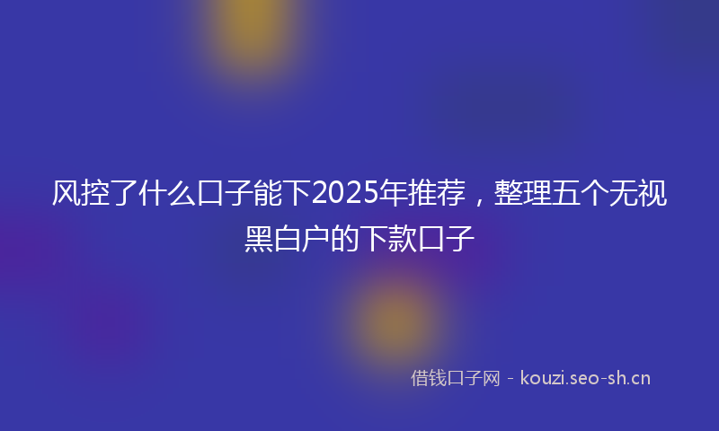 风控了什么口子能下2025年推荐，整理五个无视黑白户的下款口子