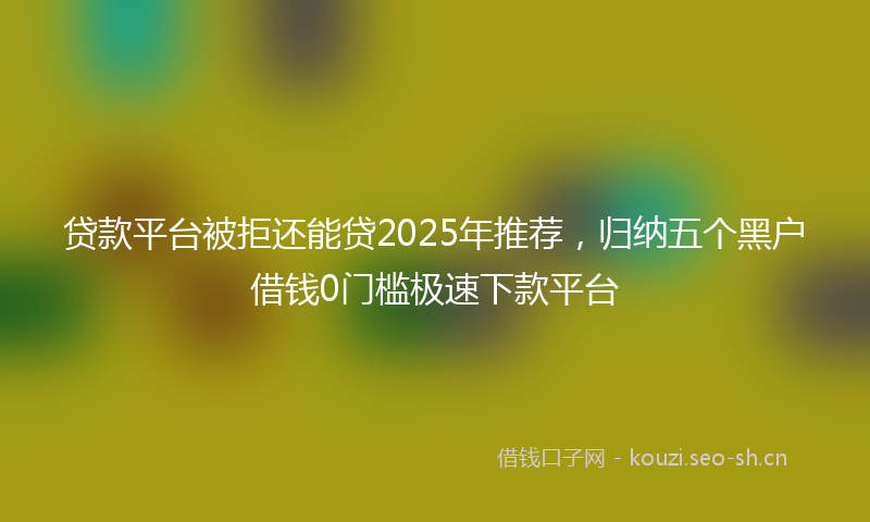 贷款平台被拒还能贷2025年推荐，归纳五个黑户借钱0门槛极速下款平台