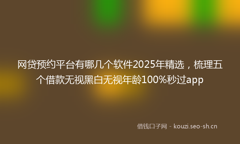 网贷预约平台有哪几个软件2025年精选，梳理五个借款无视黑白无视年龄100%秒过app