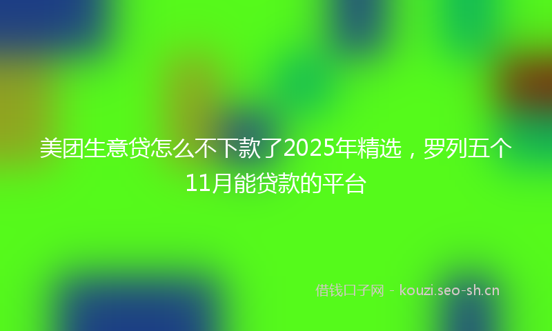 美团生意贷怎么不下款了2025年精选，罗列五个11月能贷款的平台
