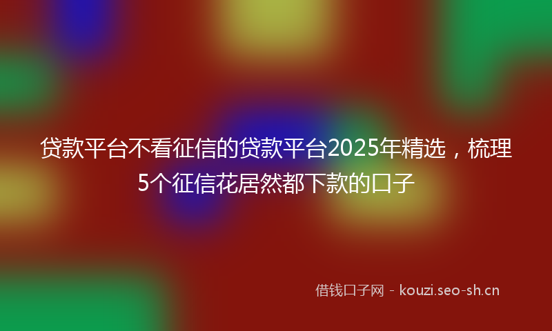 贷款平台不看征信的贷款平台2025年精选，梳理5个征信花居然都下款的口子
