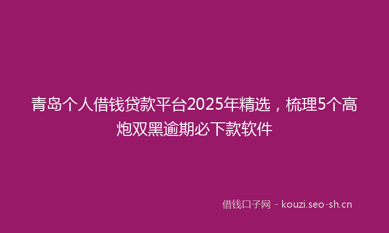 青岛个人借钱贷款平台2025年精选，梳理5个高炮双黑逾期必下款软件