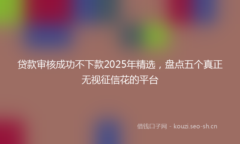 贷款审核成功不下款2025年精选，盘点五个真正无视征信花的平台
