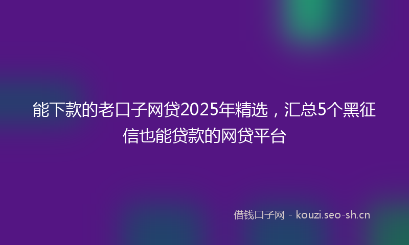 能下款的老口子网贷2025年精选，汇总5个黑征信也能贷款的网贷平台