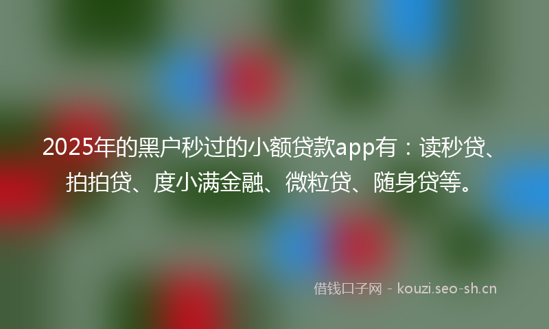 2025年的黑户秒过的小额贷款app有：读秒贷、拍拍贷、度小满金融、微粒贷、随身贷等。