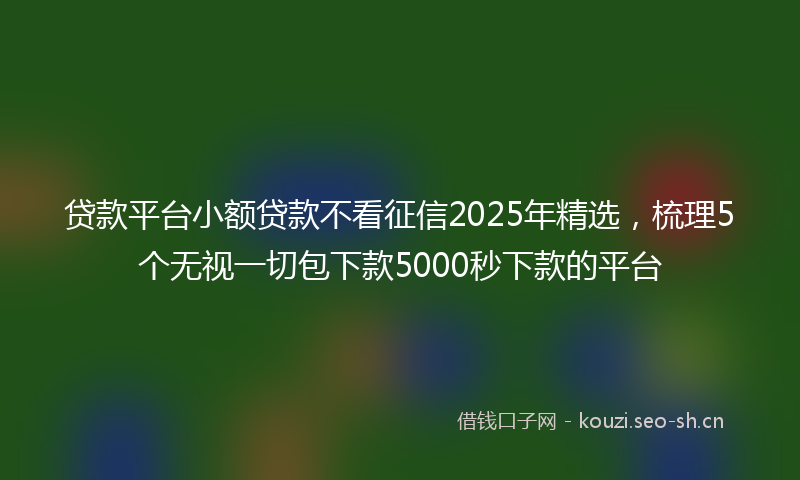 贷款平台小额贷款不看征信2025年精选，梳理5个无视一切包下款5000秒下款的平台