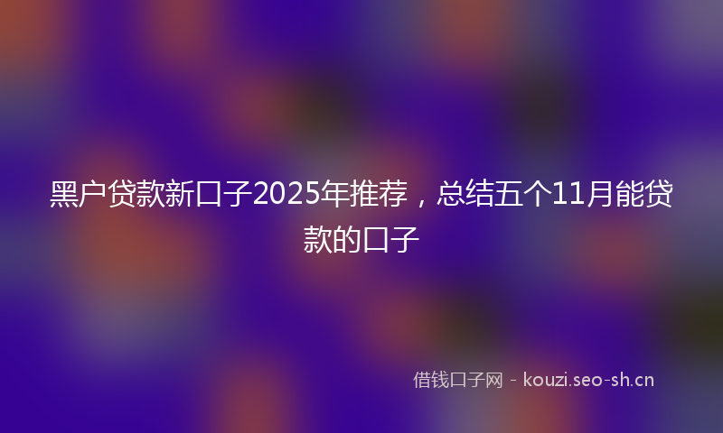 黑户贷款新口子2025年推荐，总结五个11月能贷款的口子