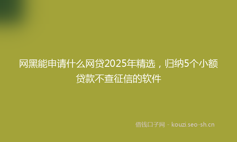 网黑能申请什么网贷2025年精选，归纳5个小额贷款不查征信的软件