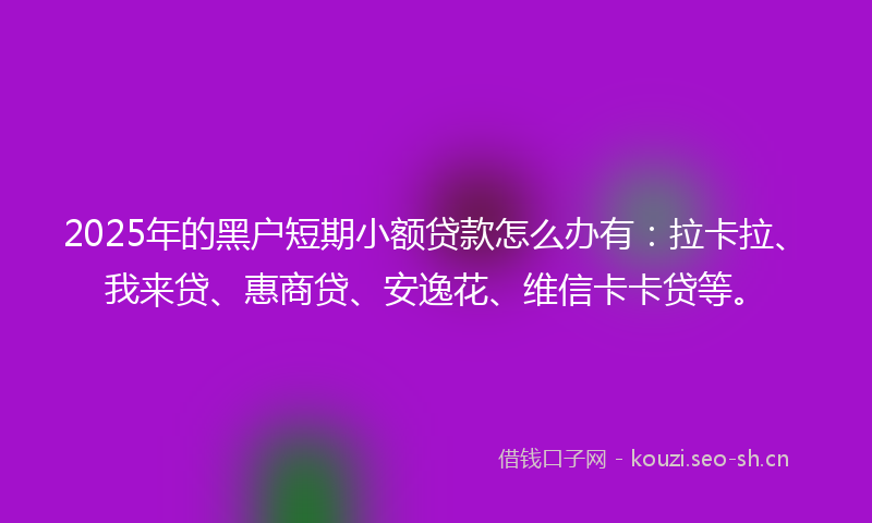 2025年的黑户短期小额贷款怎么办有：拉卡拉、我来贷、惠商贷、安逸花、维信卡卡贷等。