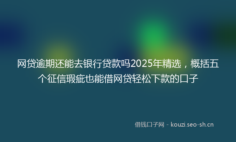 网贷逾期还能去银行贷款吗2025年精选，概括五个征信瑕疵也能借网贷轻松下款的口子