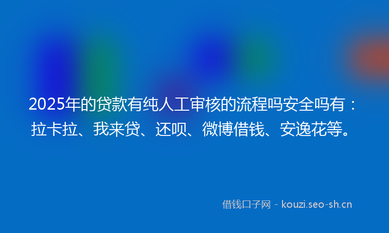 2025年的贷款有纯人工审核的流程吗安全吗有：拉卡拉、我来贷、还呗、微博借钱、安逸花等。