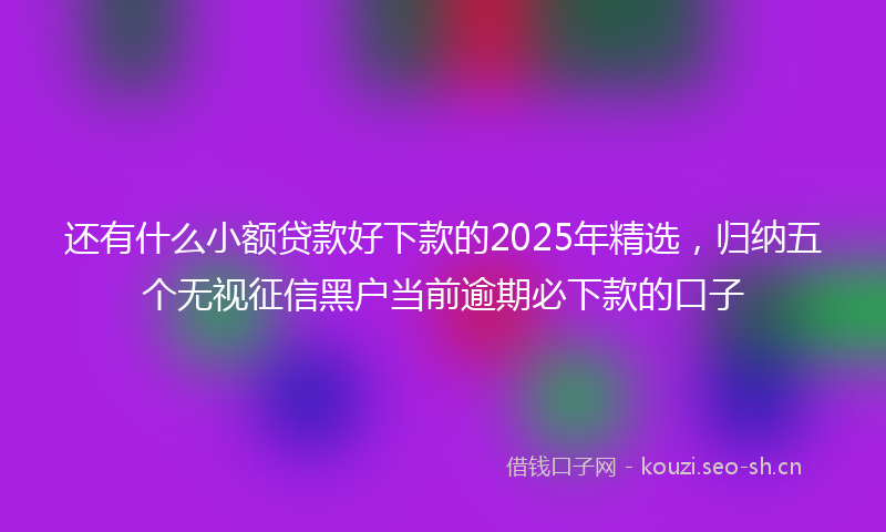 还有什么小额贷款好下款的2025年精选，归纳五个无视征信黑户当前逾期必下款的口子