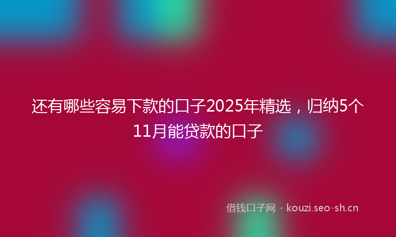 还有哪些容易下款的口子2025年精选，归纳5个11月能贷款的口子