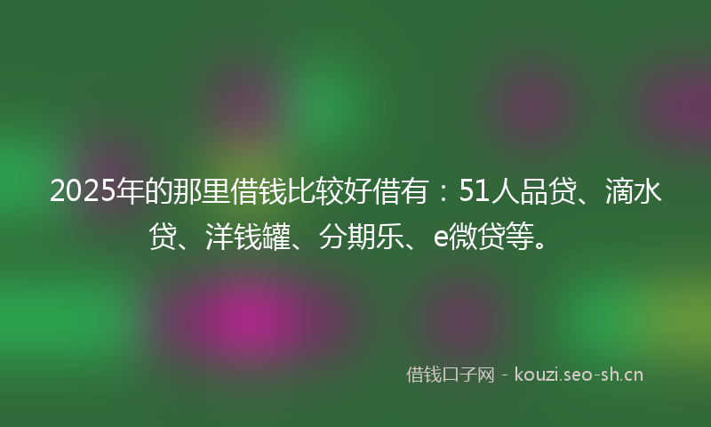 2025年的那里借钱比较好借有：51人品贷、滴水贷、洋钱罐、分期乐、e微贷等。