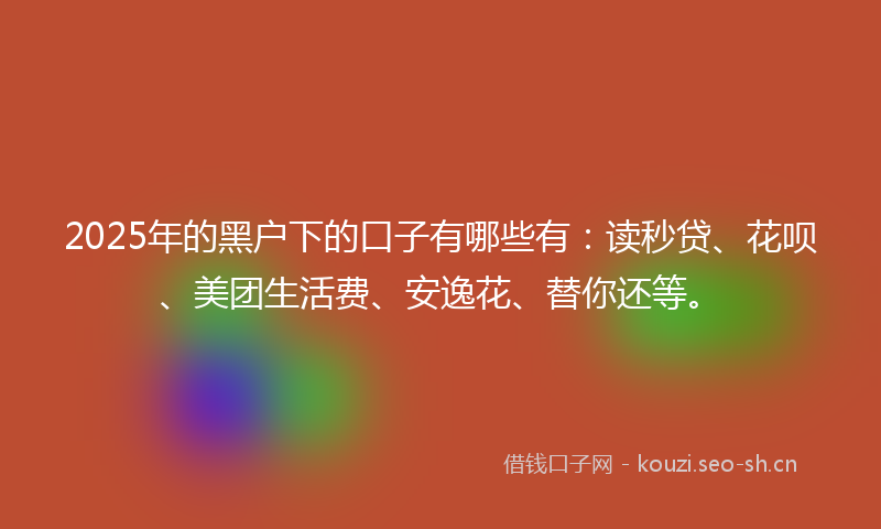 2025年的黑户下的口子有哪些有：读秒贷、花呗、美团生活费、安逸花、替你还等。